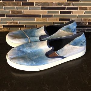 Olukai Pehuea Limited Edition Slip On Sneakers Hawaiian Blue Tie Dye men’s sz 9
